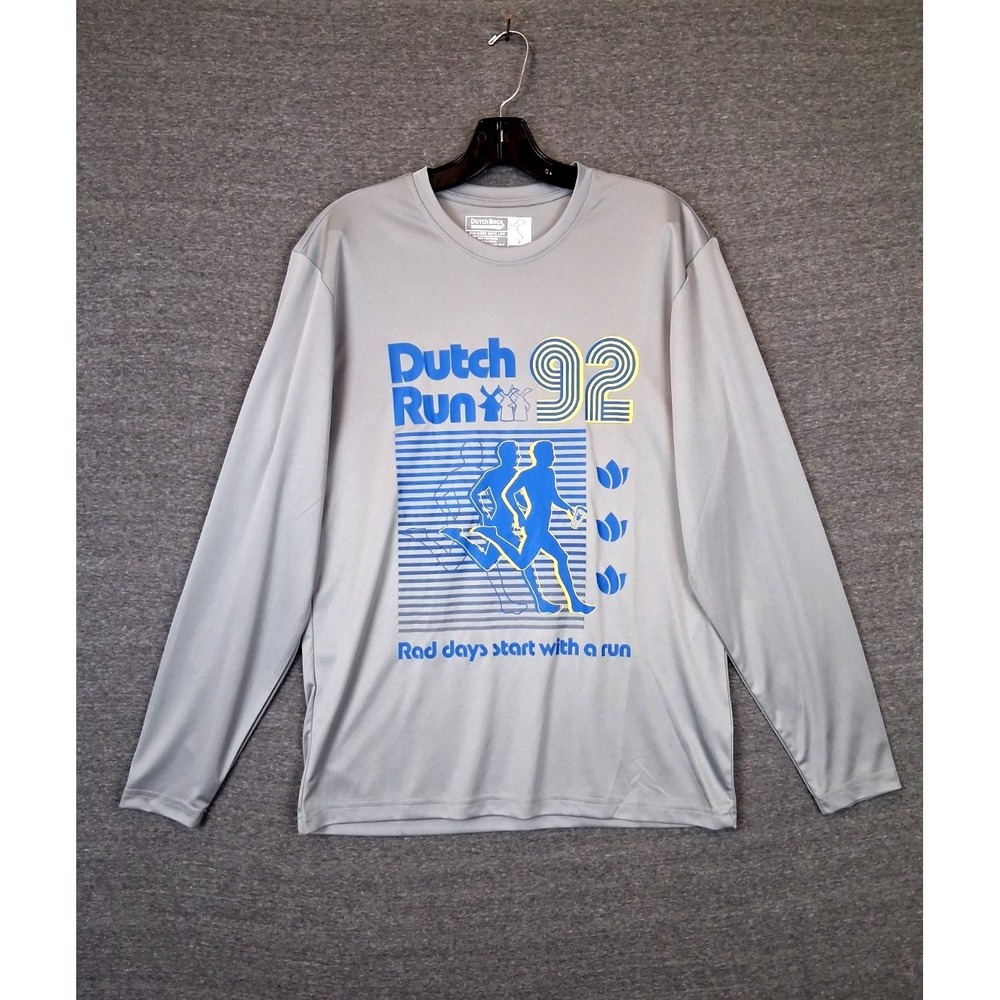 Dutch Bros Adult Shirt S Gray Spellout Logo Rad Days Run 92 Performance Coffee